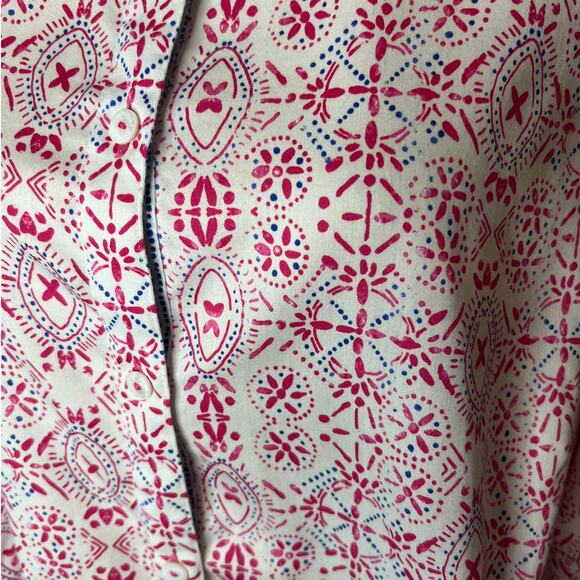 Foxcroft Tunic Blouse in Reddish Pink and Blue Floral Print Size 16W - Picture 2 of 5